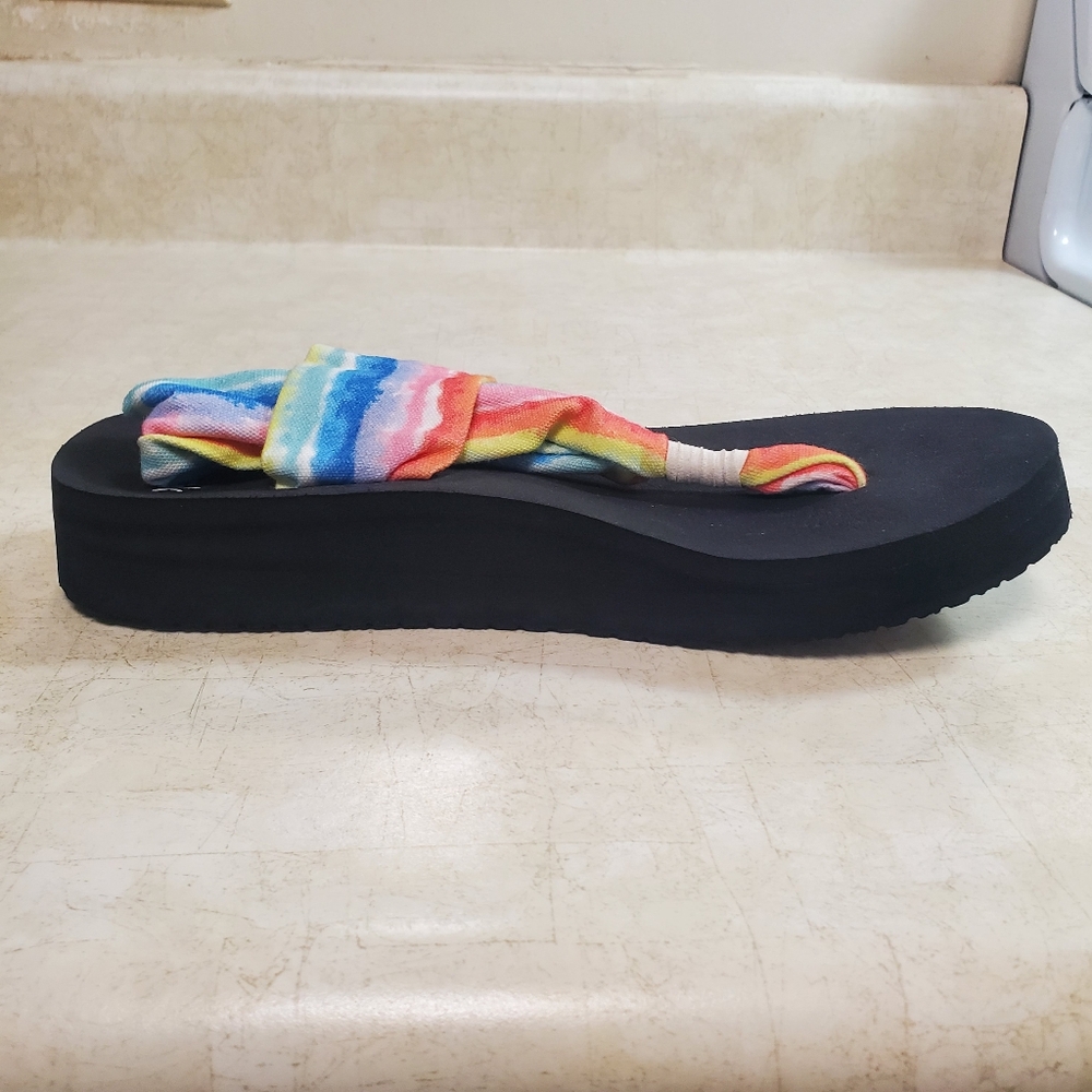 Sanuk Sling Platform Sandal Rainbow Size 9 NEW Tie Dye - Picture 7 of 12